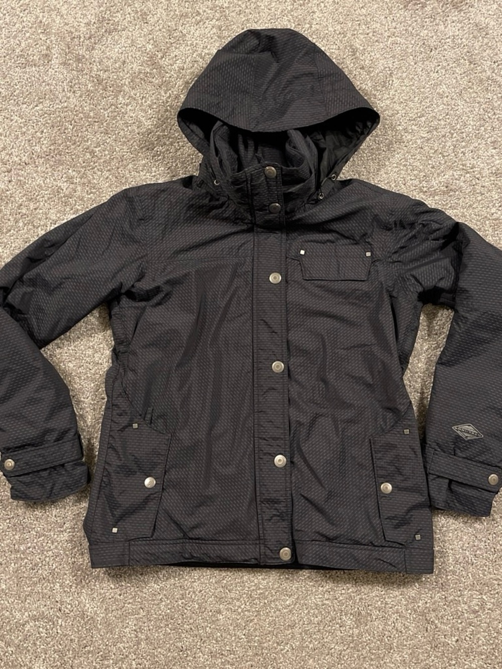 Columbia Omni Tech Black Hooded Waterproof Ski Snow Puffer Jacket Womens M